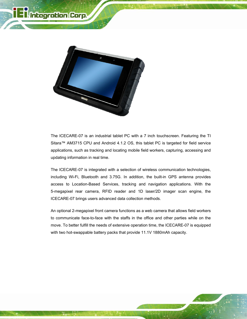 1 overview, Verview, Figure 1-1: icecare-07 | IEI Integration ICECARE 7 User Manual | Page 13 / 95