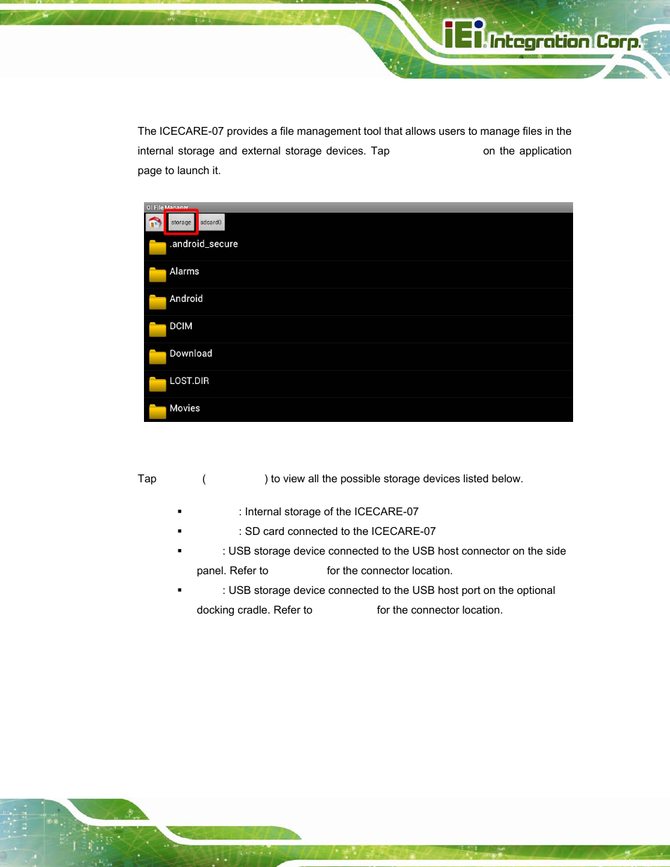 5 file manager, Anager, Figure 4-19: oi file manager | IEI Integration ICECARE 7 User Manual | Page 62 / 95