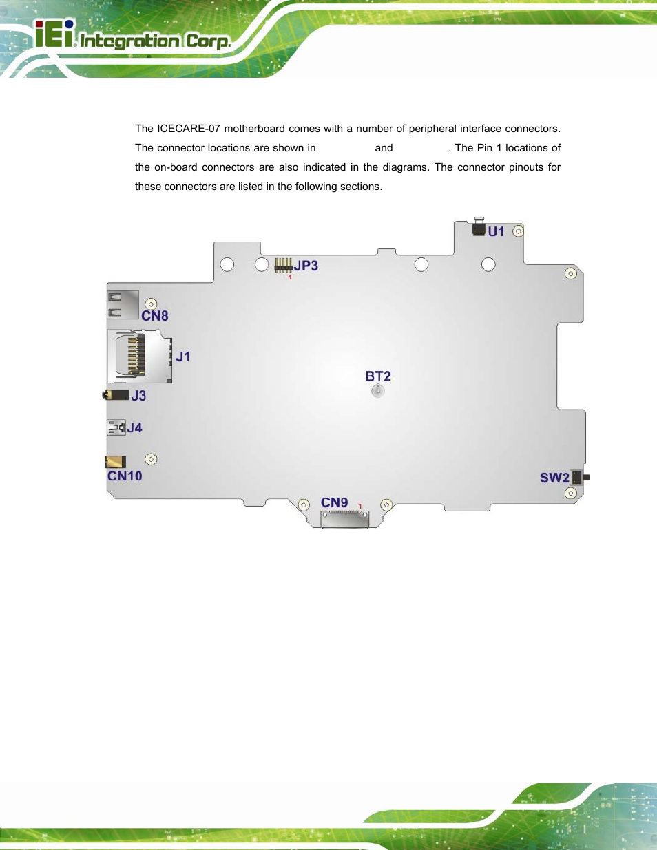 1 peripheral interface connectors, Eripheral, Nterface | Onnectors, Figure 6-1: main board layout diagram (front side) | IEI Integration ICECARE 7 User Manual | Page 77 / 95