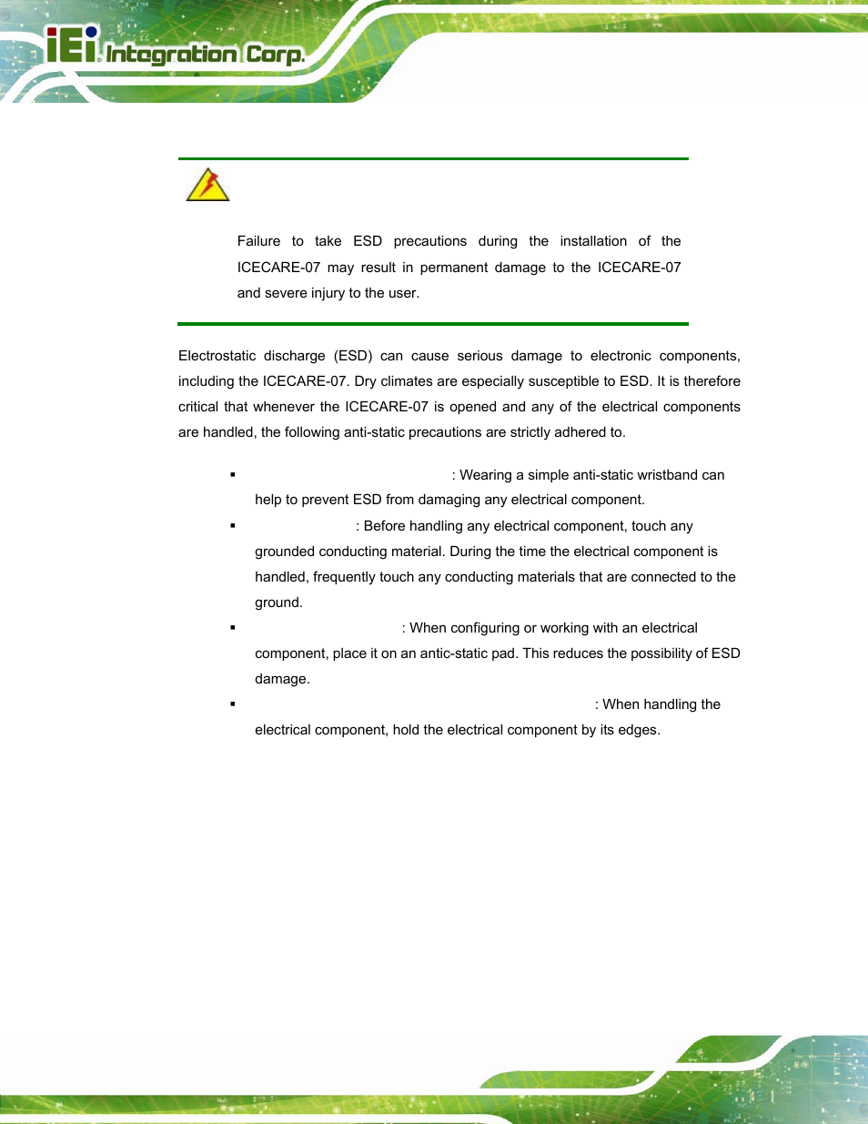 A.1.2 anti-static precautions | IEI Integration ICECARE 7 User Manual | Page 89 / 95