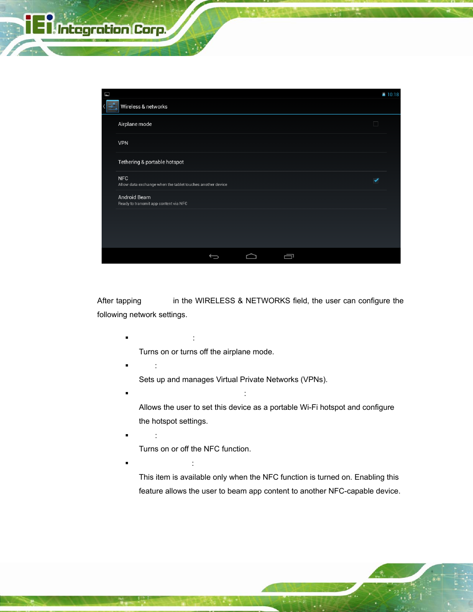 1 more settings, Figure 4-14: more settings menu | IEI Integration ICELOG 7 User Manual | Page 39 / 68