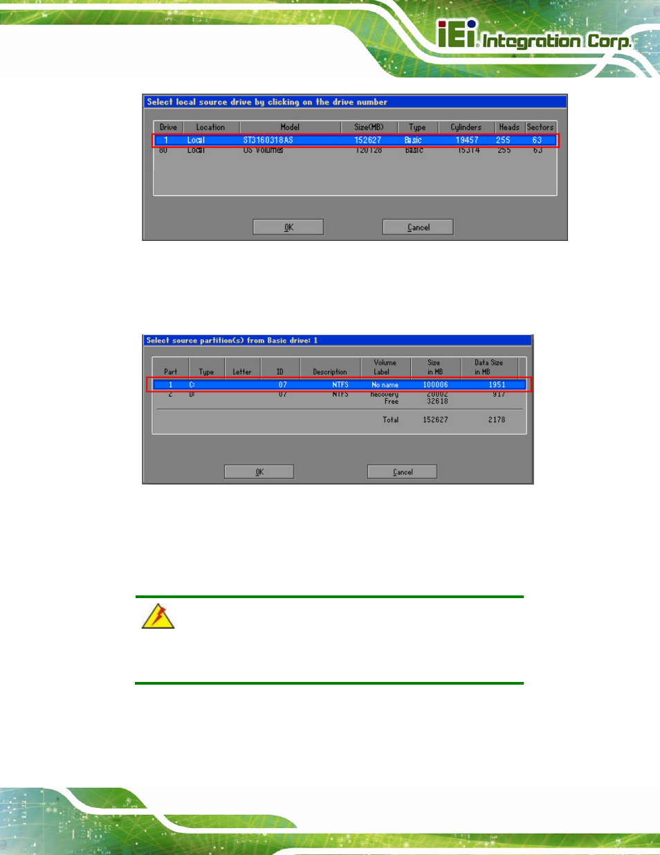 Figure b-14: select a local source drive | IEI Integration AVL-3000 User Manual | Page 117 / 151