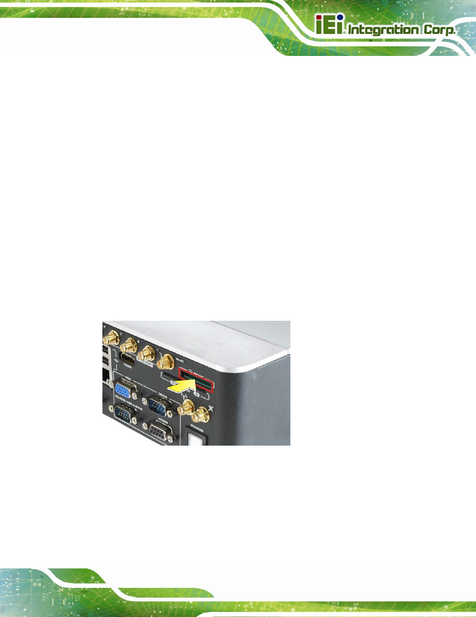 3 installation and configuration steps, 4 sdhc card installation, Nstallation and | Onfiguration, Teps, Sdhc, Nstallation, Figure 3-1: sdhc card installation | IEI Integration AVL-3000 User Manual | Page 29 / 151