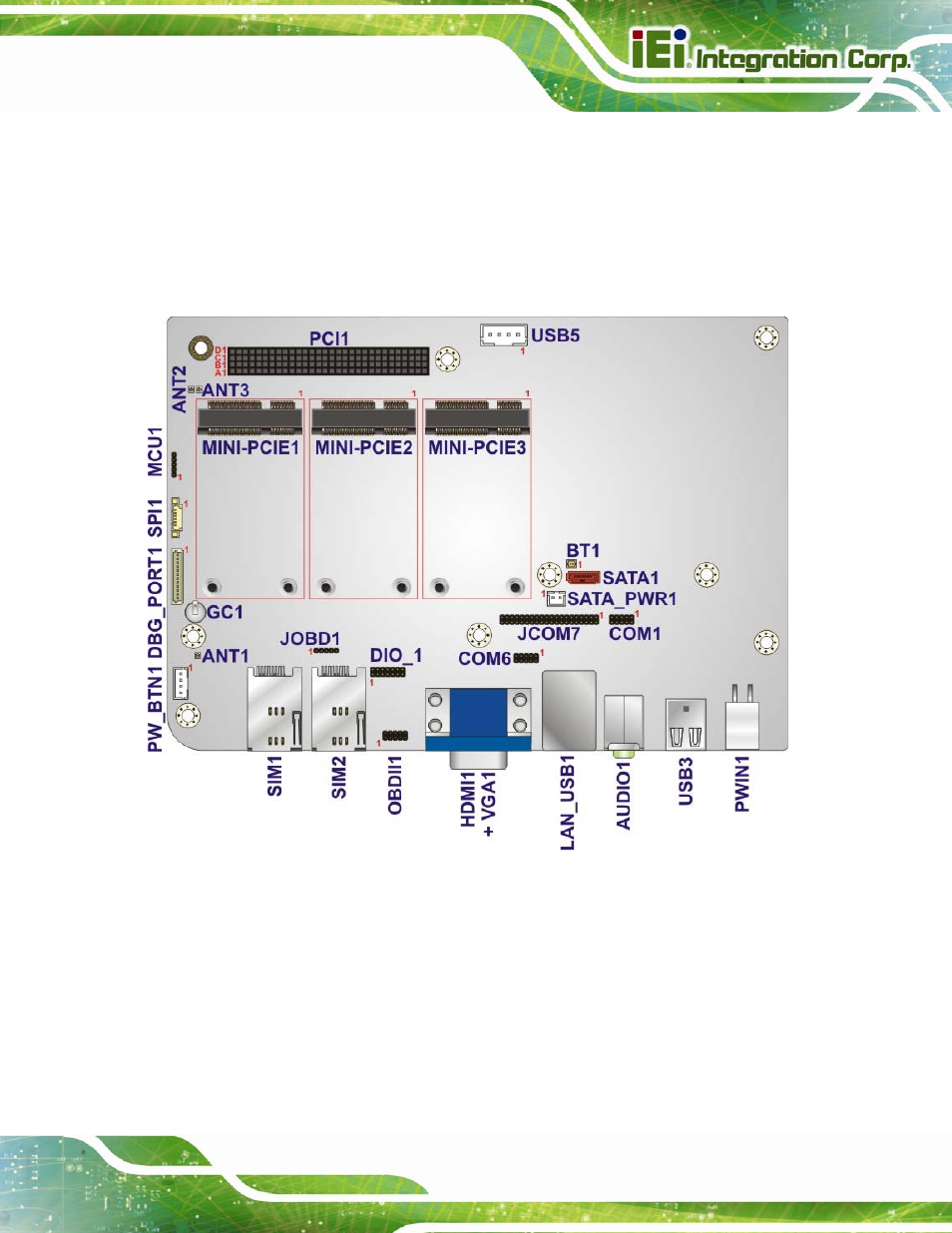 1 peripheral interface connectors, Eripheral, Nterface | Onnectors, Figure 6-1: main board layout diagram (front side) | IEI Integration AVL-3000 User Manual | Page 81 / 151