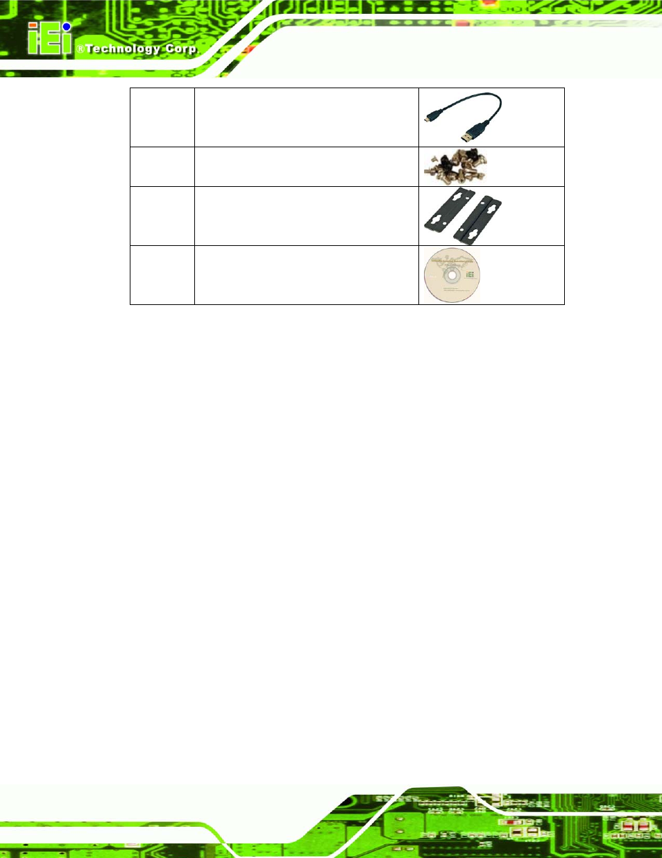 Table 3-1: package list contents | IEI Integration AUPS-AB10-20 v1.00 User Manual | Page 25 / 50