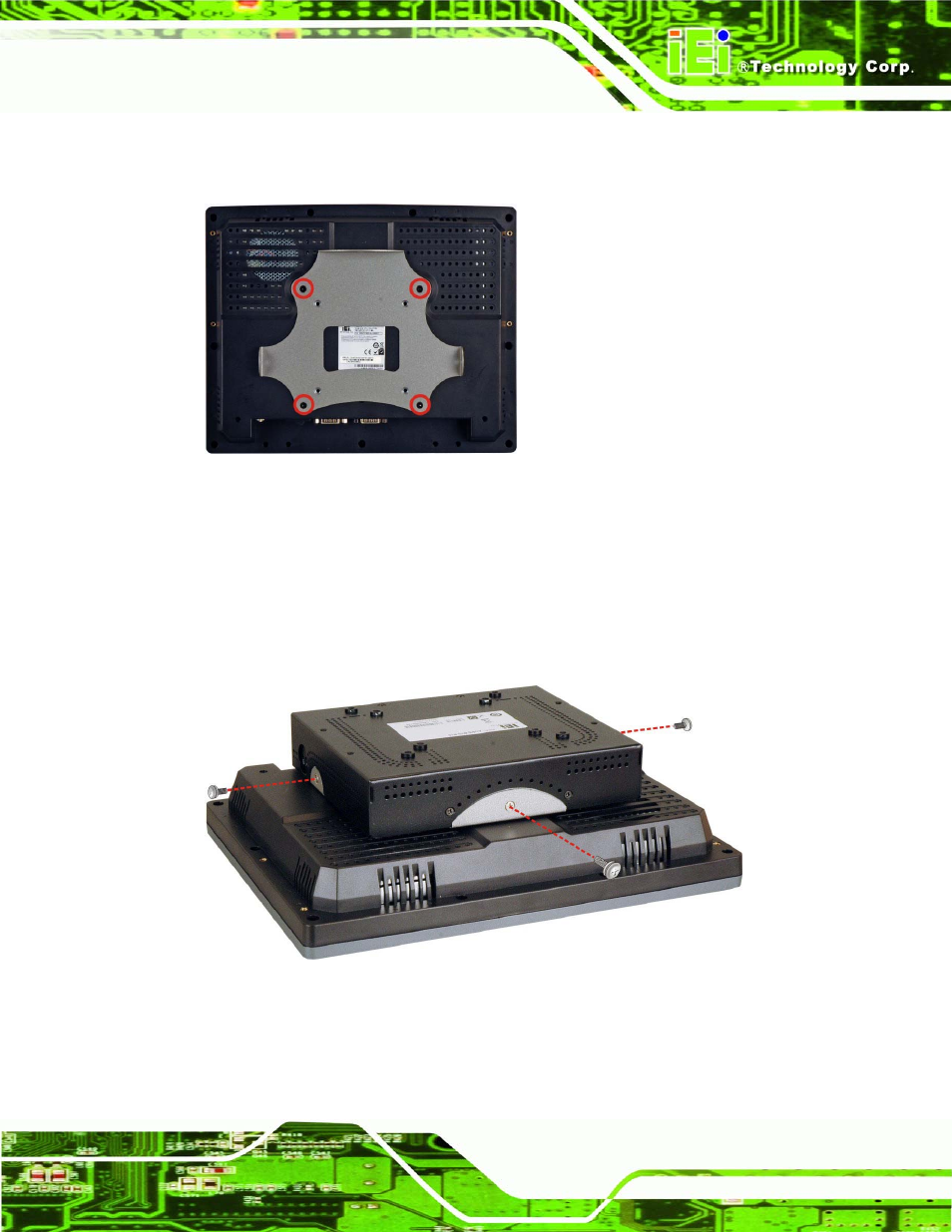 Figure 3-4: mounting bracket installation, Figure 3-5: mounting the aups series | IEI Integration AUPS-AB10-20 v1.00 User Manual | Page 30 / 50