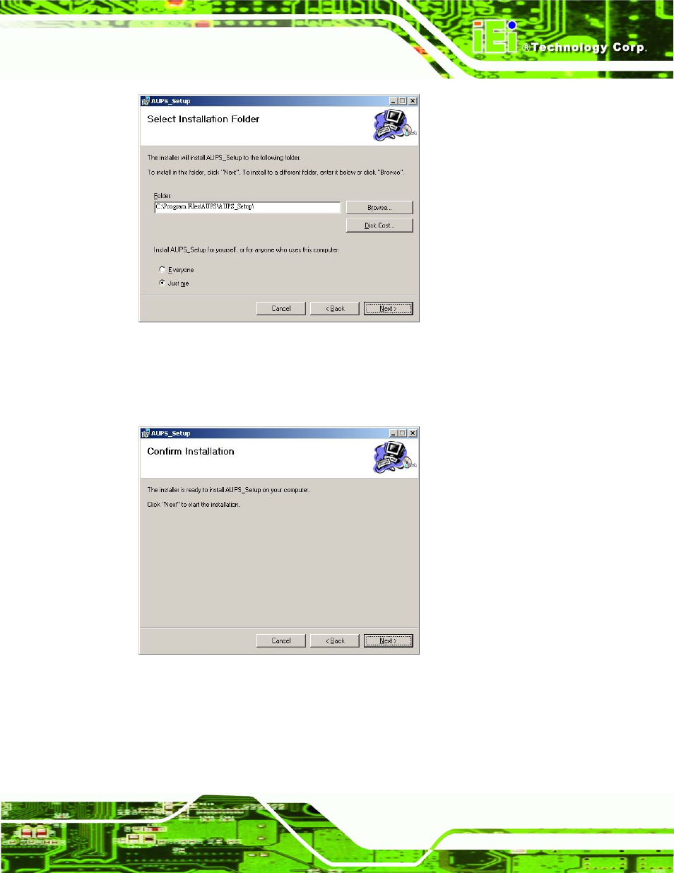 Figure 4-2: select installation folder, Figure 4-3: ready to install the program | IEI Integration AUPS-AB10-20 v1.00 User Manual | Page 34 / 50