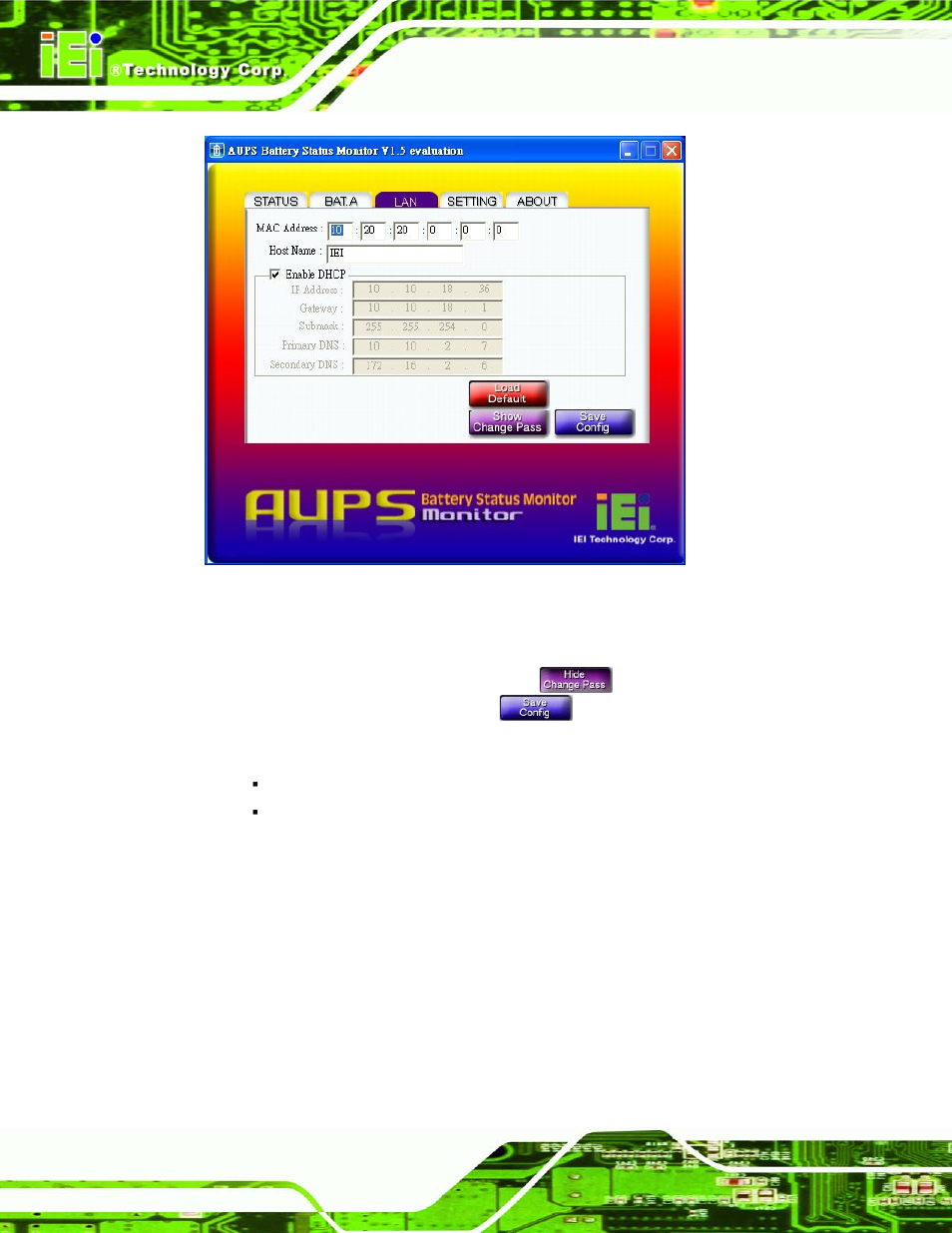 Figure 4-12: lan setting | IEI Integration AUPS-AB10-20 v1.00 User Manual | Page 39 / 50