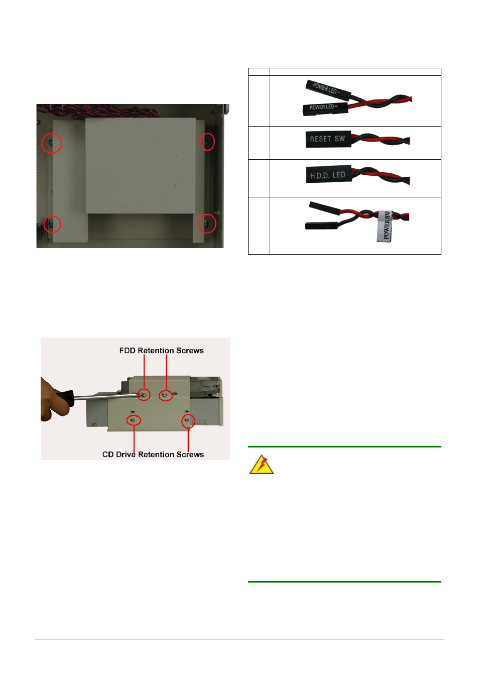 Step 10: cabling, Step 11: cable connections, Step 12: cover reinstallation | Chassis mantenance, Warning | IEI Integration RACK-2100G User Manual | Page 9 / 10