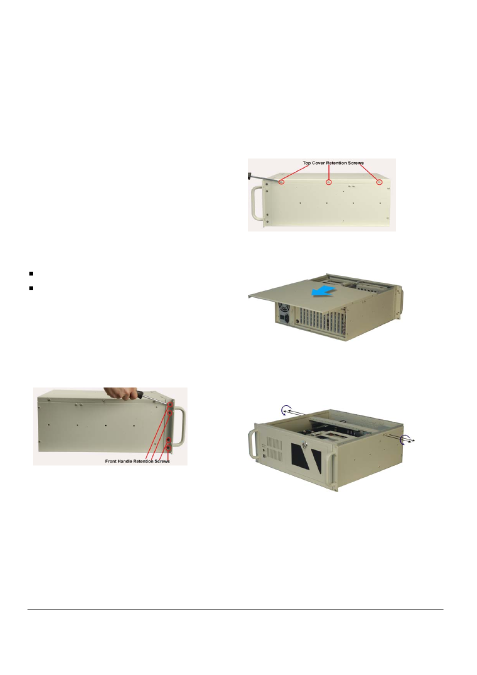 Installation steps, Step 1: unpack, Step 2: front handle installation | Step 3: top cover and hold-down clamp removal | IEI Integration RACK-360G User Manual | Page 3 / 9