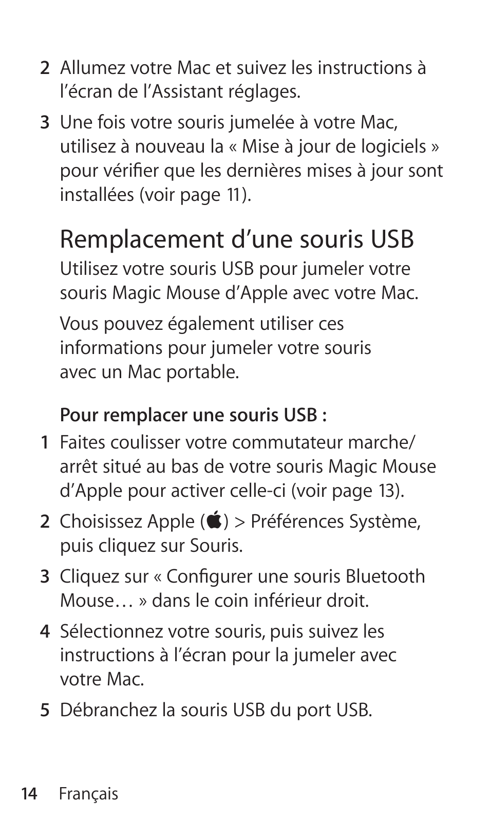 Remplacement d’une souris usb | Apple Magic Mouse User Manual | Page 14 / 46