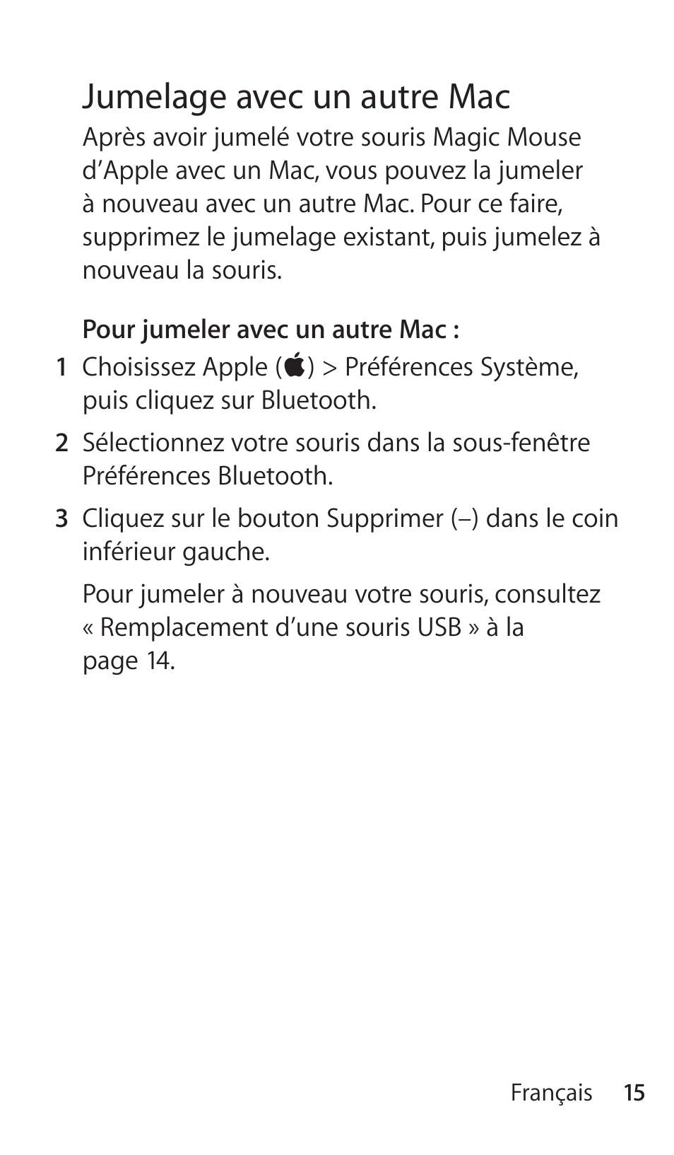 Jumelage avec un autre mac | Apple Magic Mouse User Manual | Page 15 / 46