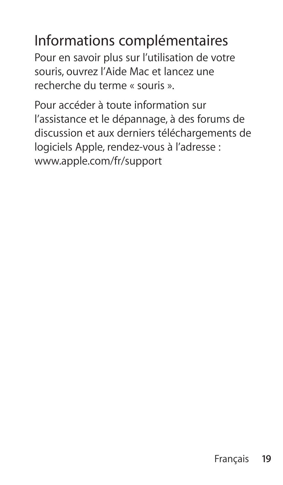 Informations complémentaires | Apple Magic Mouse User Manual | Page 19 / 46