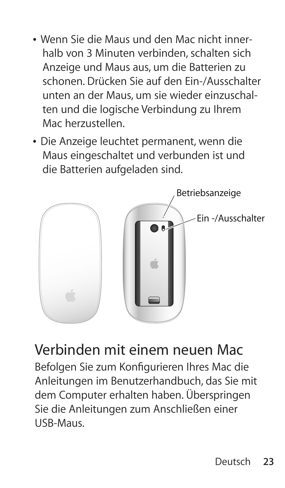 Verbinden mit einem neuen mac | Apple Magic Mouse User Manual | Page 23 / 46