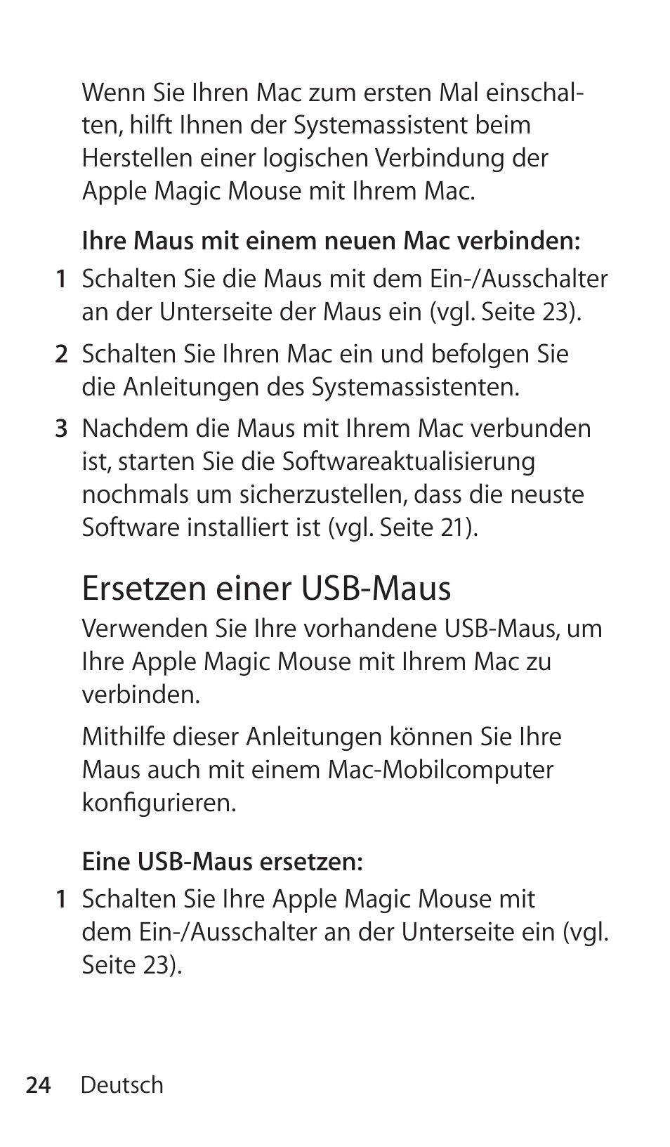 Ersetzen einer usb-maus | Apple Magic Mouse User Manual | Page 24 / 46