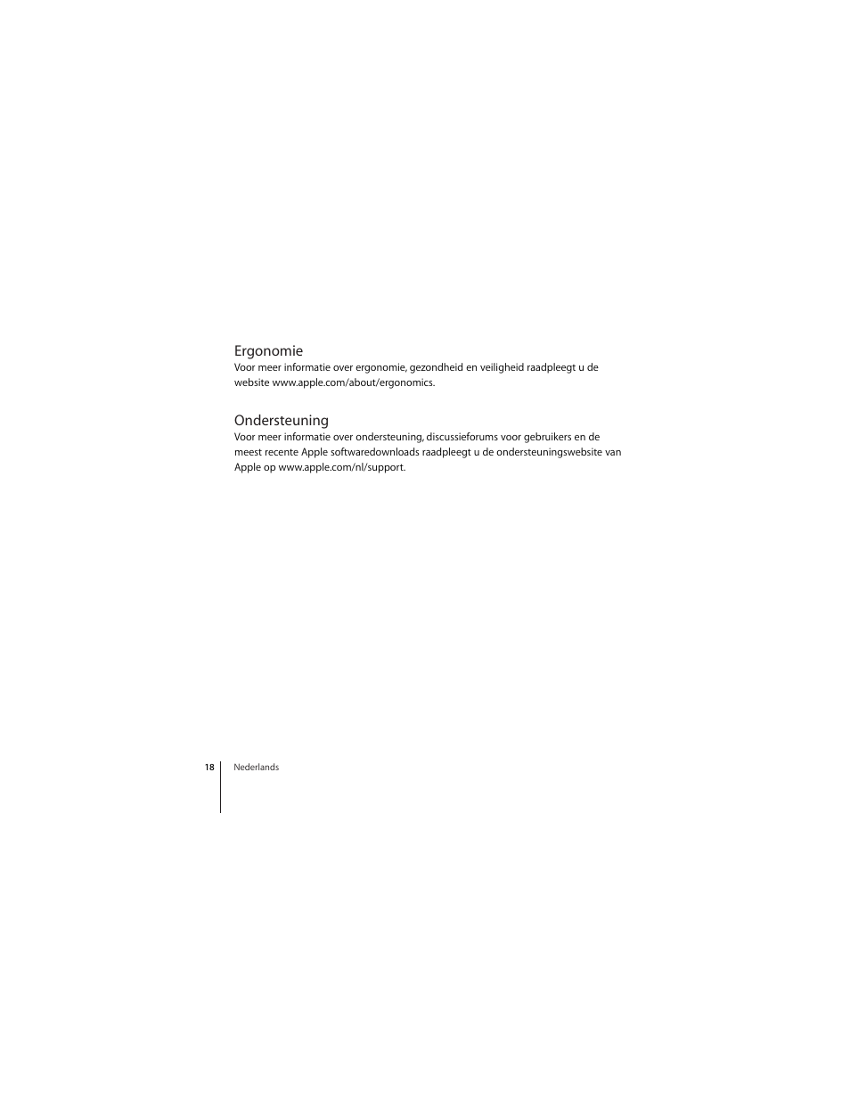 Ergonomie, Ondersteuning | Apple Keyboard (Aluminium; wired) User Manual | Page 18 / 50
