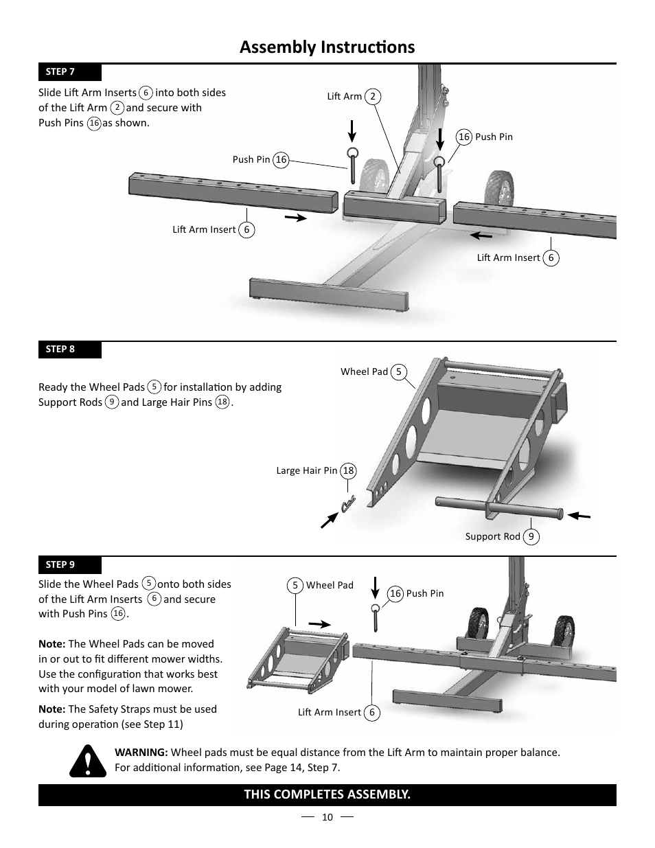 Assembly instructions, This completes assembly | MoJack John Deere XD Lift User Manual | Page 10 / 24