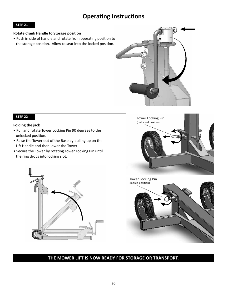 Operating instructions | MoJack John Deere XD Lift User Manual | Page 20 / 24