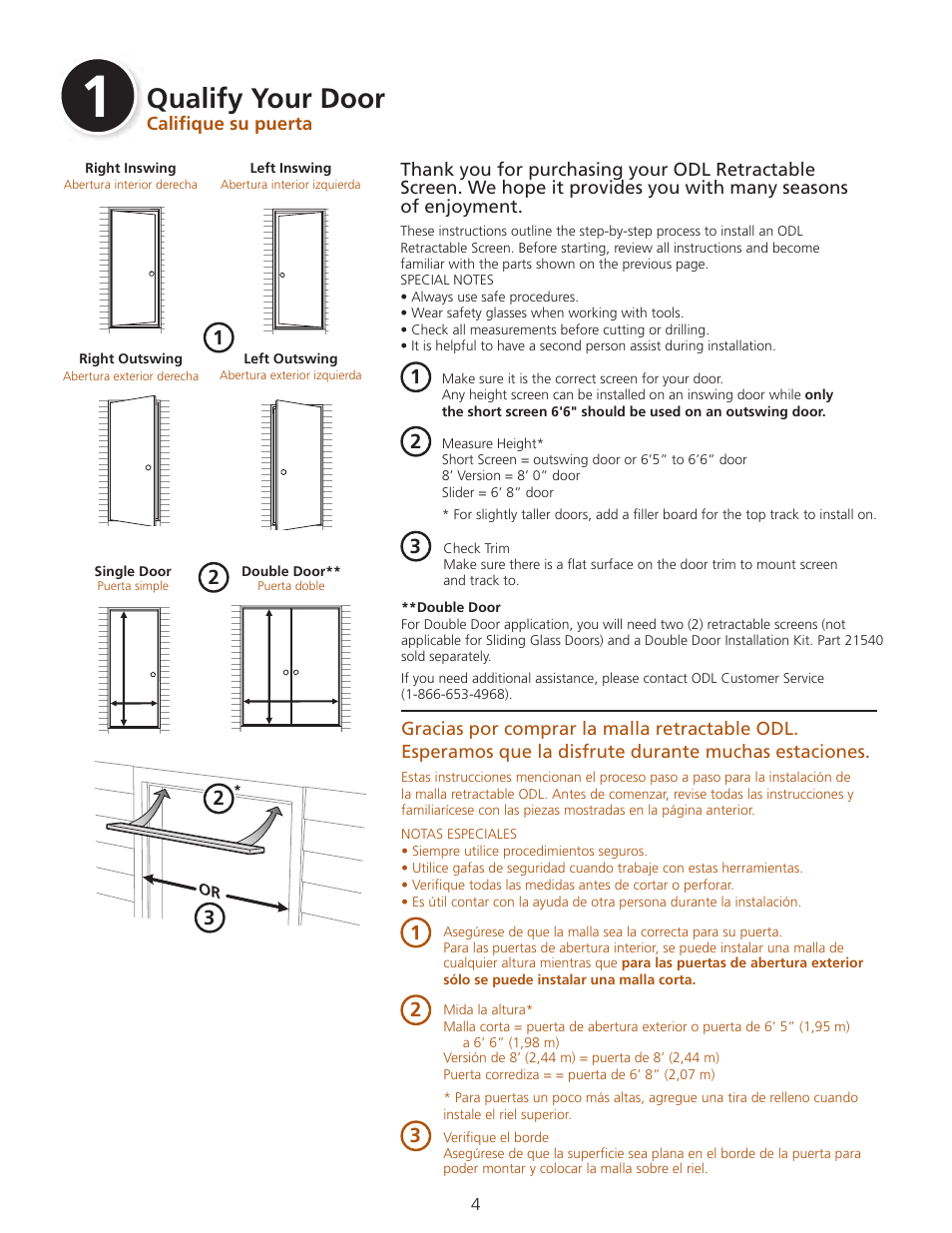 Qualify your door | ODL Standard Retractable Screen Doors - in-swing doors User Manual | Page 4 / 20