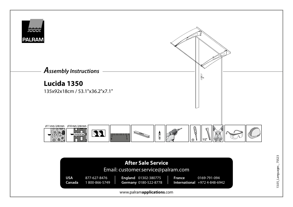 Palram Applications Lucida 1350 User Manual | 16 pages