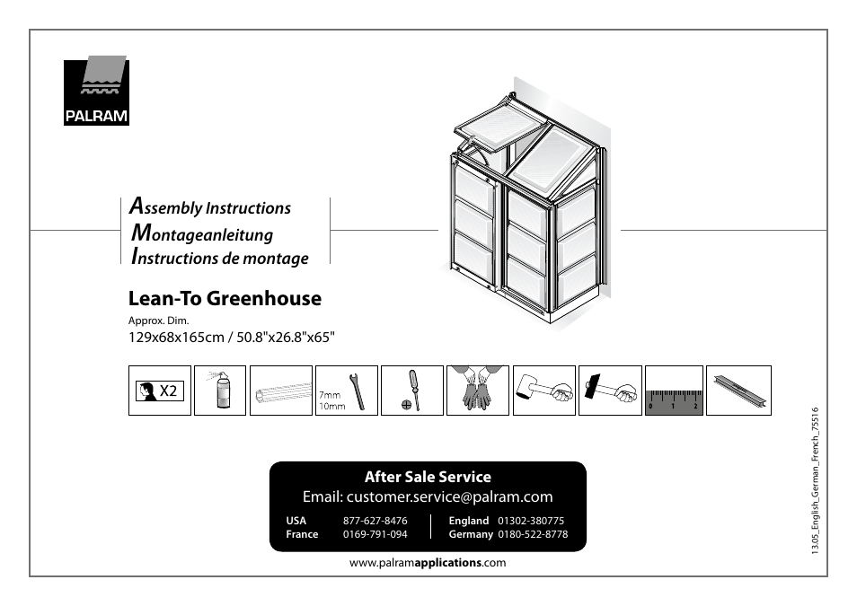 Palram Applications Lean-To Greenhouse User Manual | 16 pages