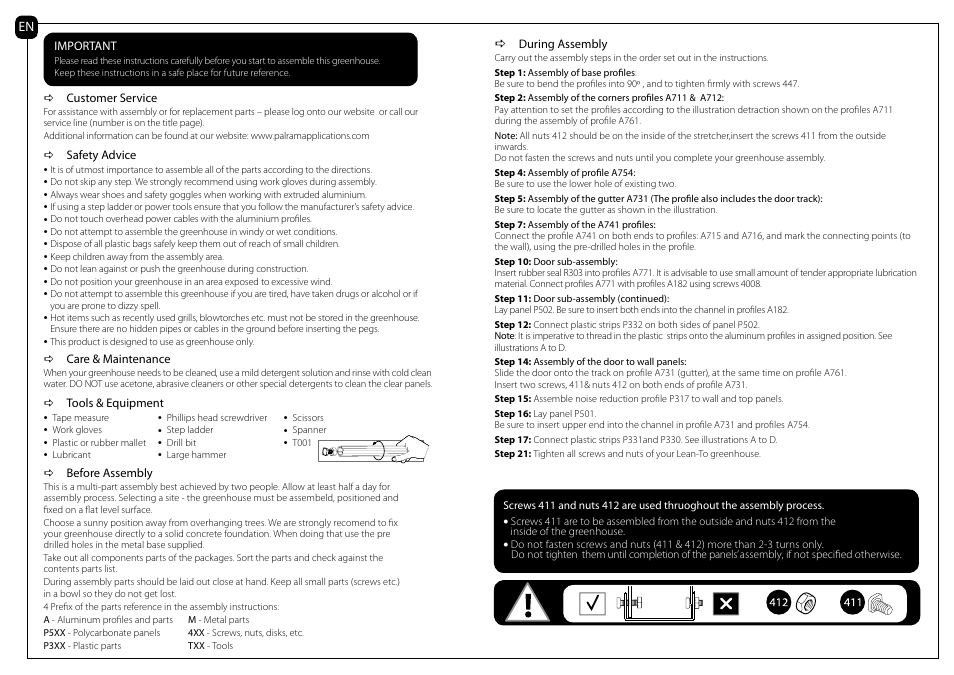Palram Applications Lean-To Greenhouse User Manual | Page 2 / 16