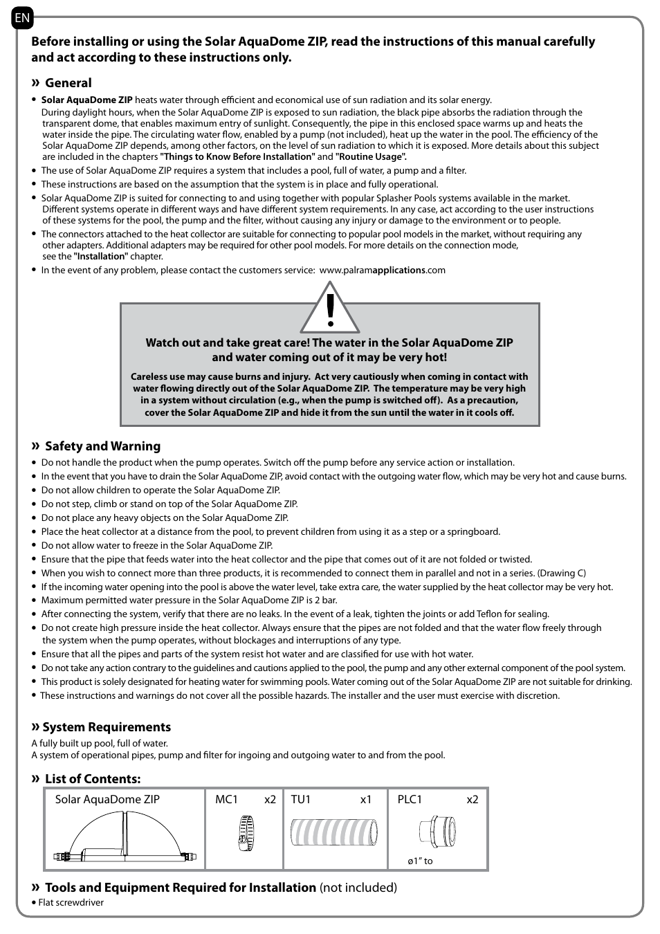 Palram Applications Solar AquaDome ZIP User Manual | Page 14 / 22