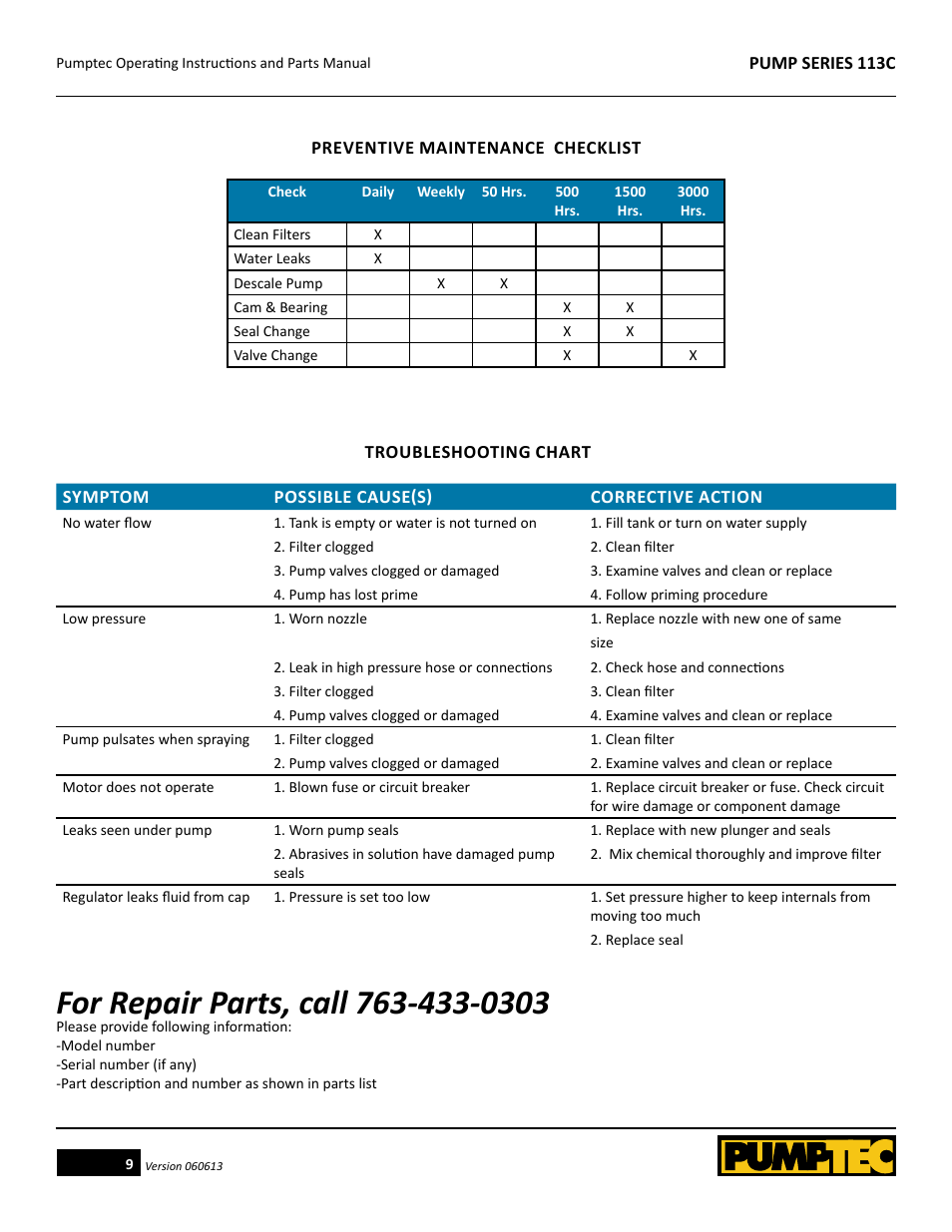 Pumptec 113C SERIES User Manual | Page 9 / 11