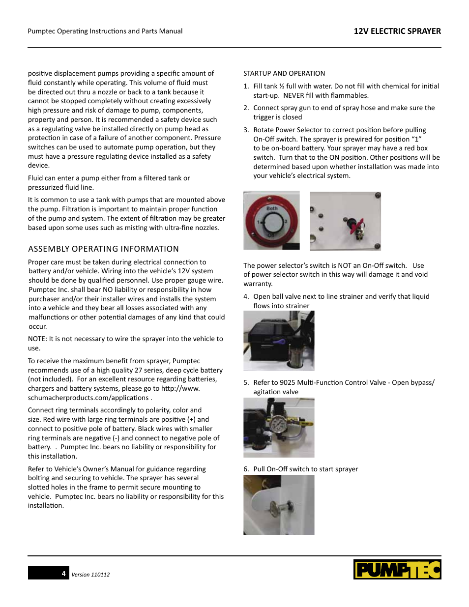 Pumptec ELECTRIC SPRAYER 12V User Manual | Page 4 / 23