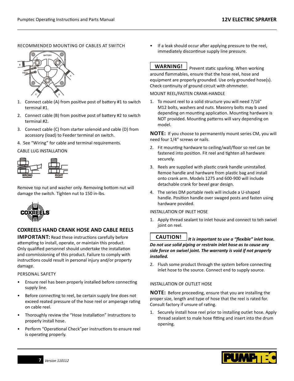 Pumptec ELECTRIC SPRAYER 12V User Manual | Page 7 / 23
