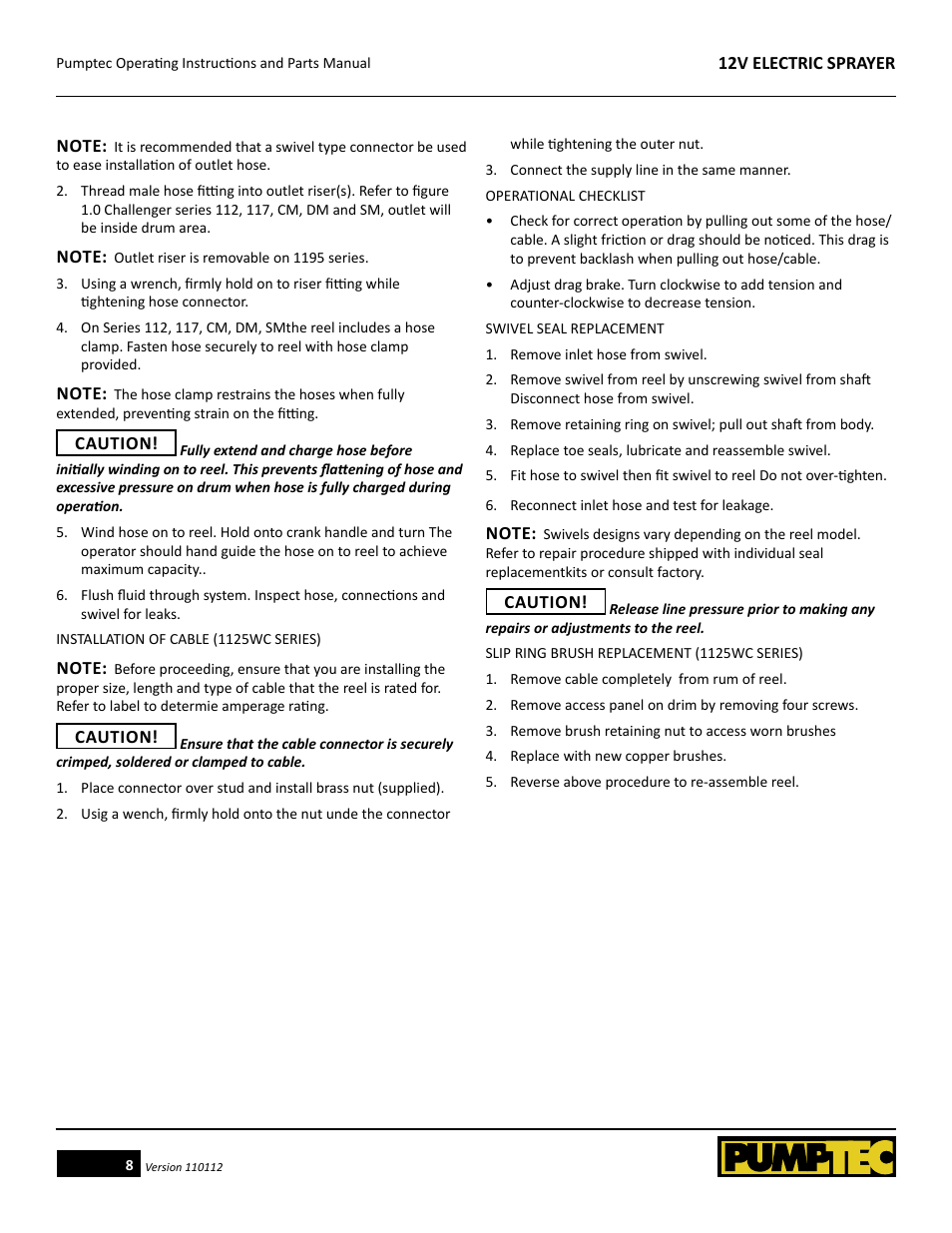 Pumptec ELECTRIC SPRAYER 12V User Manual | Page 8 / 23