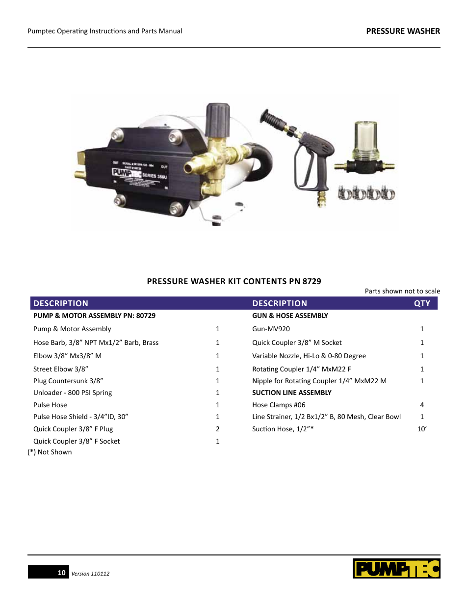 Pumptec PRESSURE WASHER User Manual | Page 10 / 13