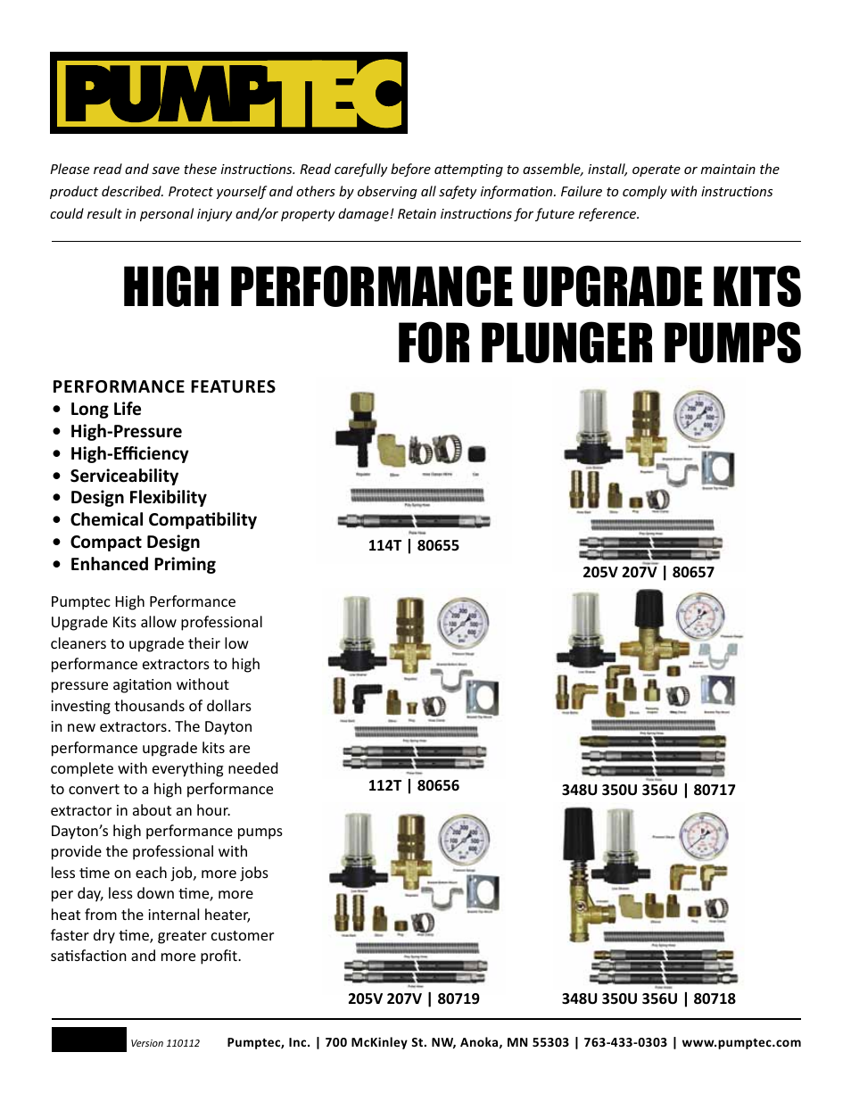 Pumptec High Performance Upgrade Kits for Plunger Pumps User Manual | 14 pages