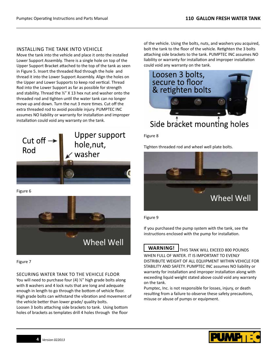 Pumptec 110 GALLON FRESH WATER TANK User Manual | Page 4 / 5