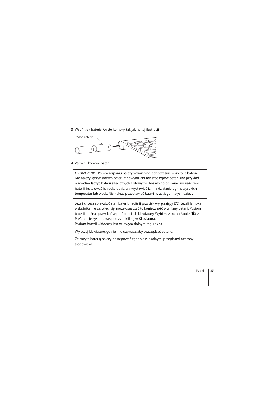Apple Wireless Keyboard (2009) User Manual | Page 35 / 44