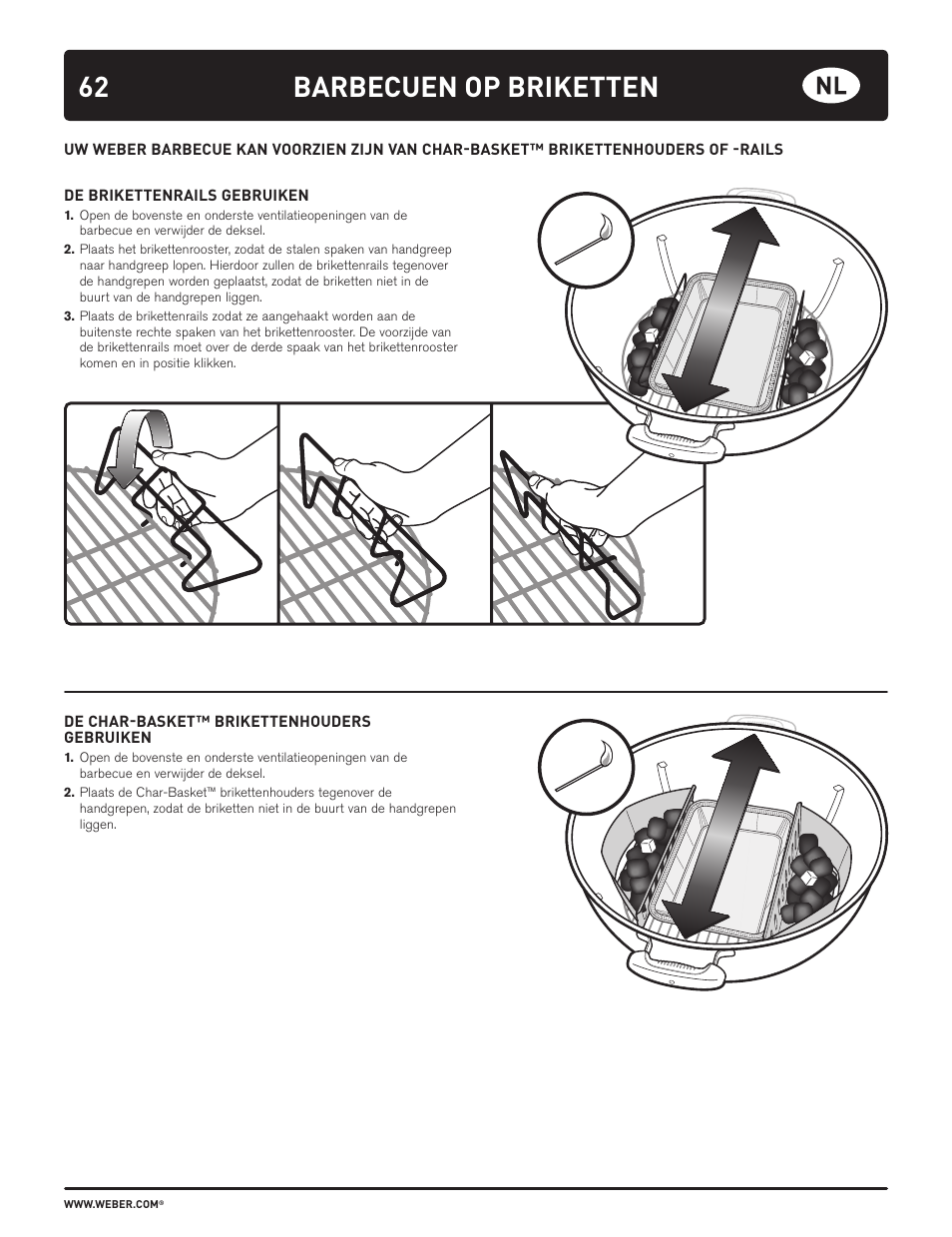 62 barbecuen op briketten | weber HOLZKOHLEGRILLS User Manual | Page 62 / 84