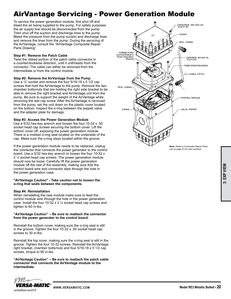 Airvantage servicing - power generation module | Versa-Matic 3 Bolted Metallic Ball Valve Pumps (RE3) User Manual | Page 23 / 29