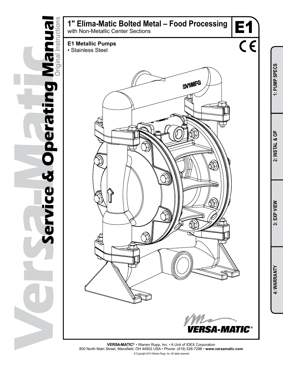 Versa-Matic 1 Elima-Matic Bolted Metal – Food Processing (E1) User Manual | 14 pages