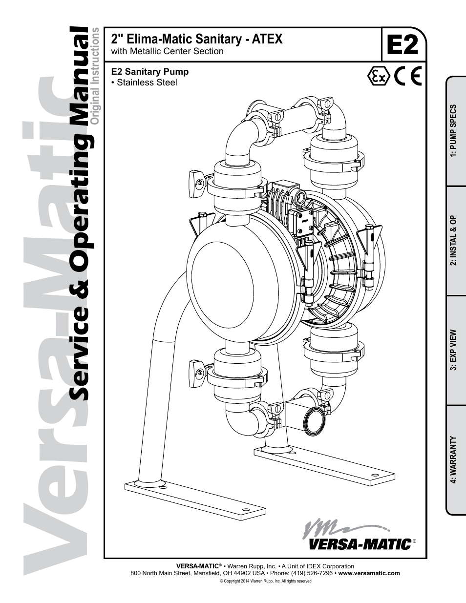 Versa-Matic 2 Elima-Matic Sanitary - ATEX (E2) User Manual | 15 pages