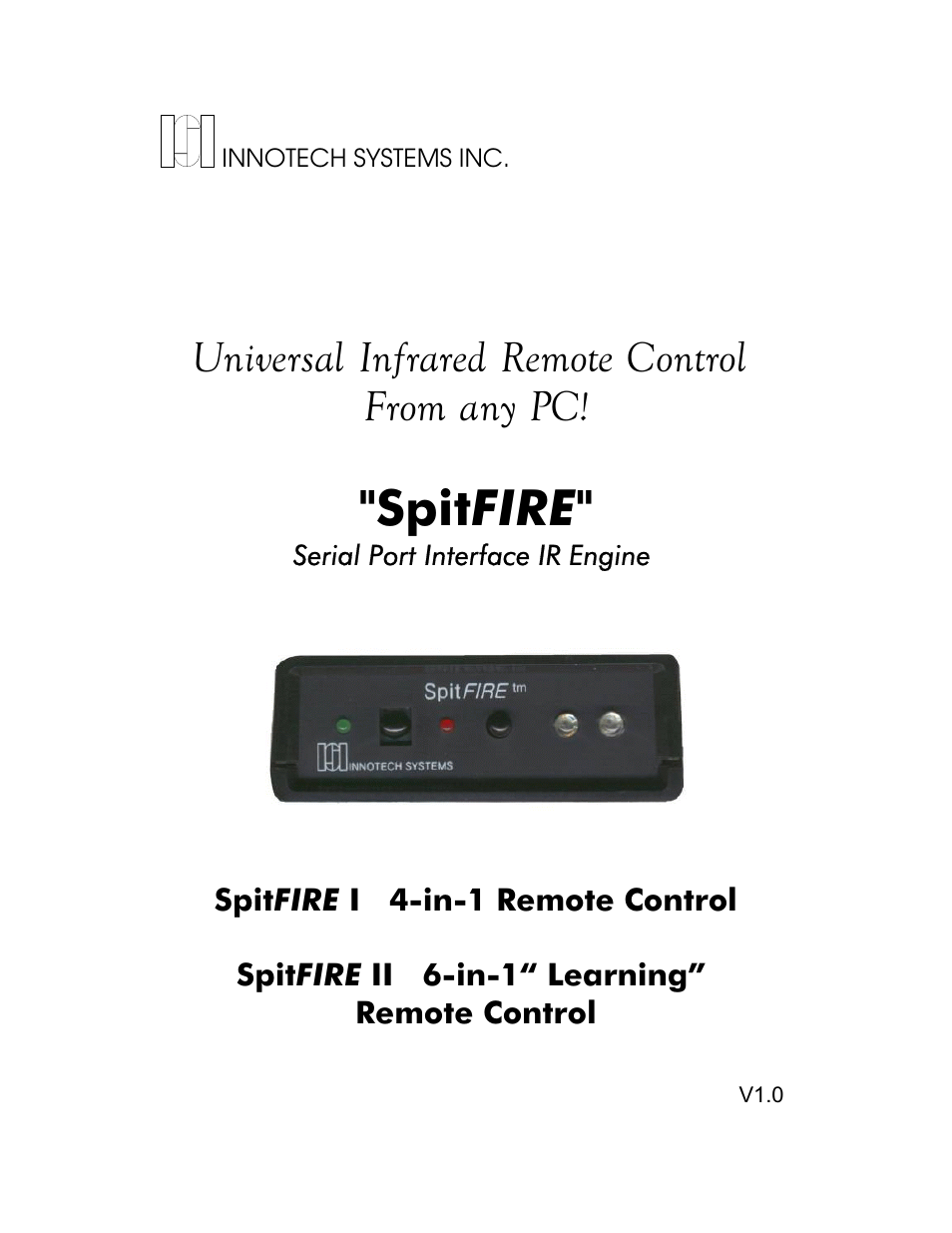 Innotech Systems SpitFIRE II User Manual | 20 pages