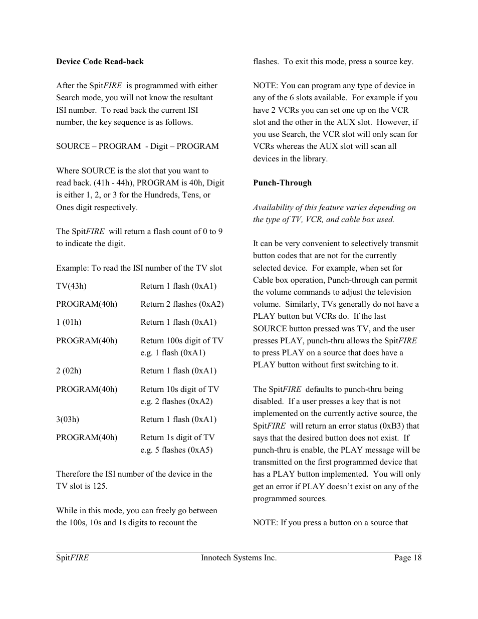 Innotech Systems SpitFIRE II User Manual | Page 18 / 20