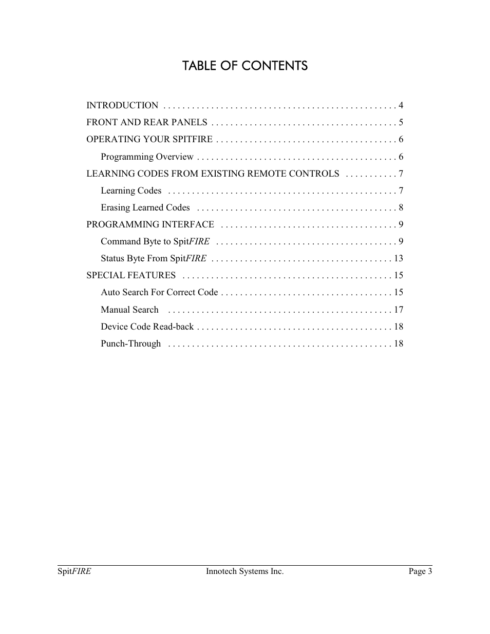 Innotech Systems SpitFIRE II User Manual | Page 3 / 20