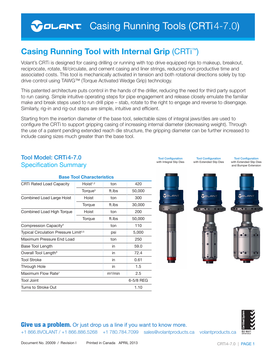 Volant CRTi4-7.0 User Manual | 3 pages