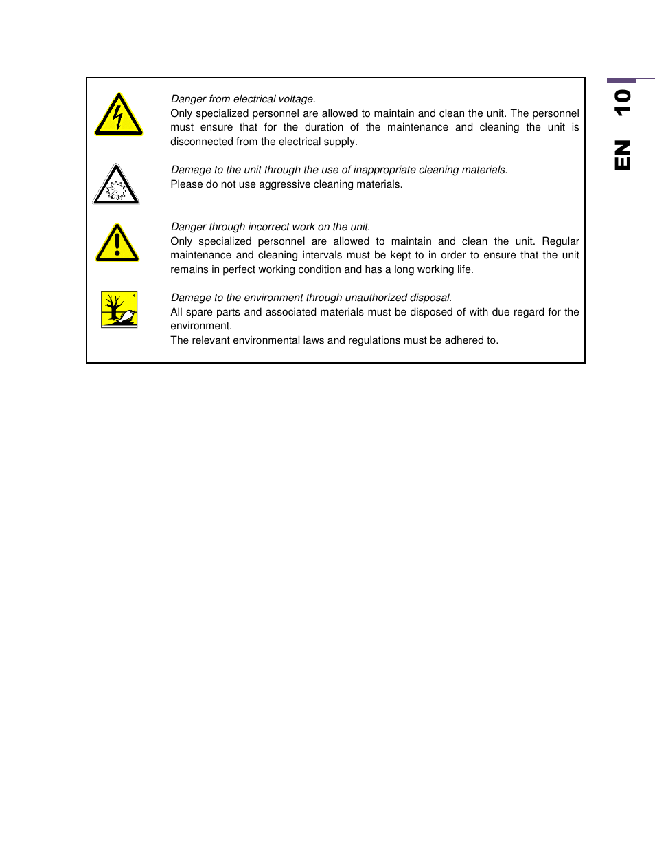 En 1 0 | SEIFERT Variable Speed Air Conditioner KG 2025-24V User Manual | Page 10 / 24