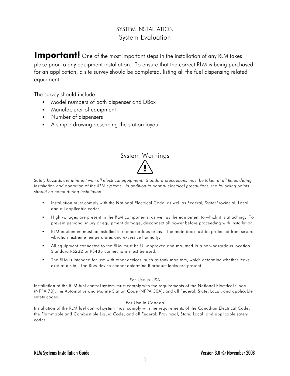 Important, System evaluation, System warnings | Progressive International Electronics RLM 2 User Manual | Page 7 / 42