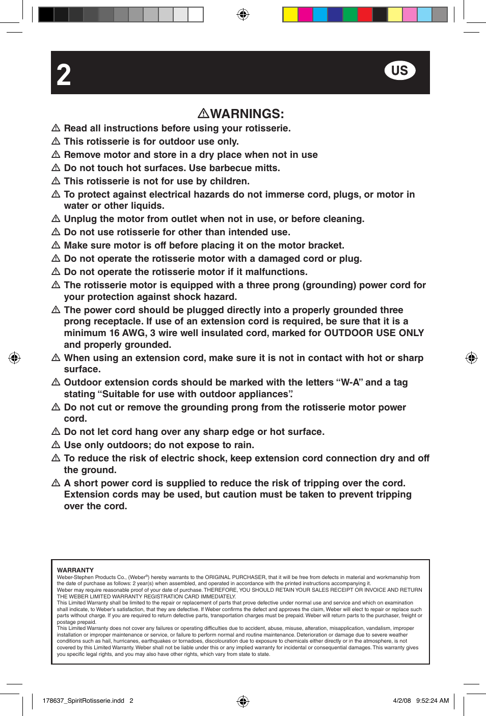 Warnings | weber Drehspie? Spirit User Manual | Page 2 / 40