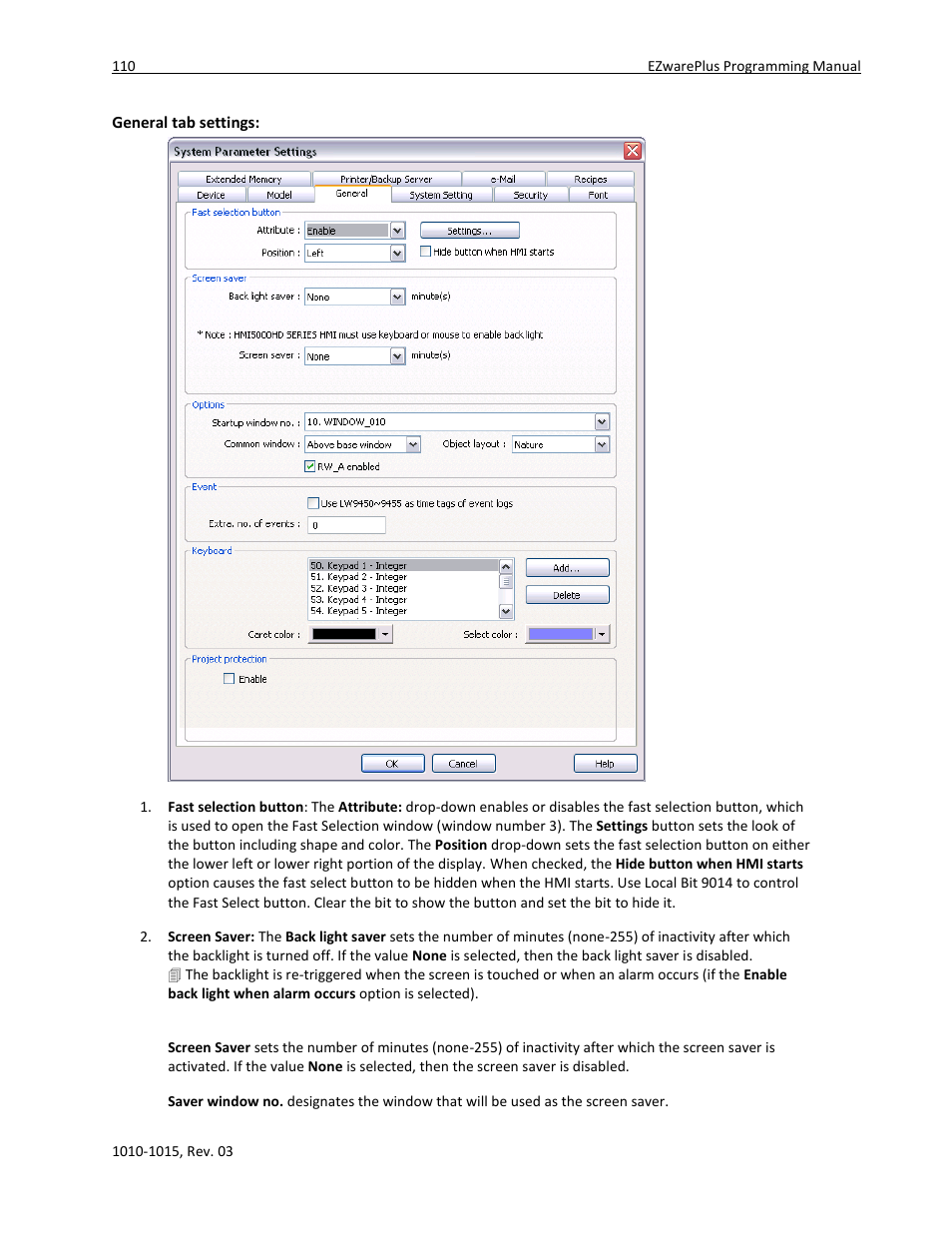 General tab settings | Maple Systems 5000HD Series User Manual | Page 116 / 264
