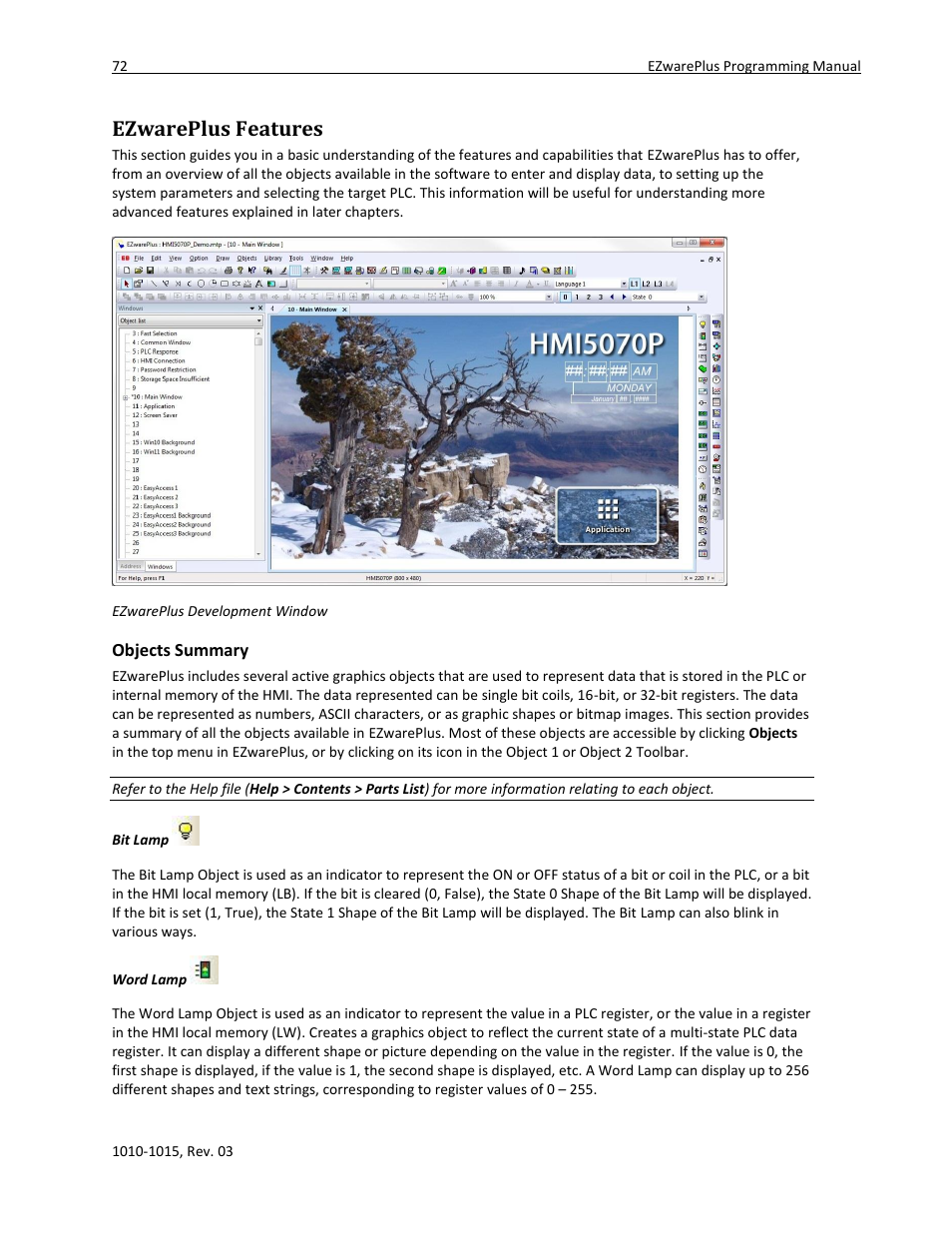 Ezwareplus features, Objects summary | Maple Systems 5000HD Series User Manual | Page 78 / 264