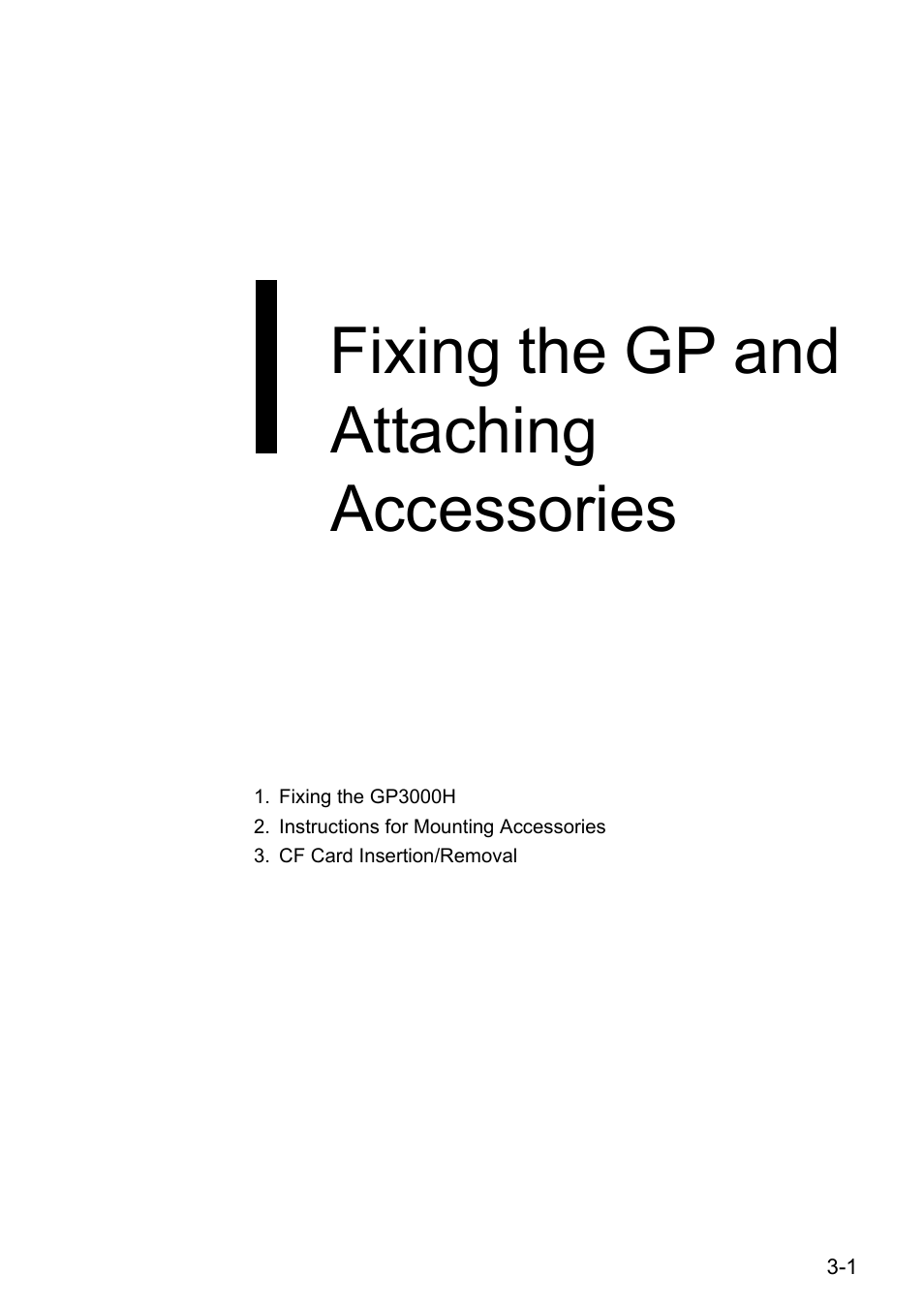 3 fixing the gp and attaching accessories, Chapter 3 fixing the gp and attaching accessories, Fixing the gp and attaching accessories | Proface AGP3500 - 10.4 DIO HMI" User Manual | Page 46 / 57