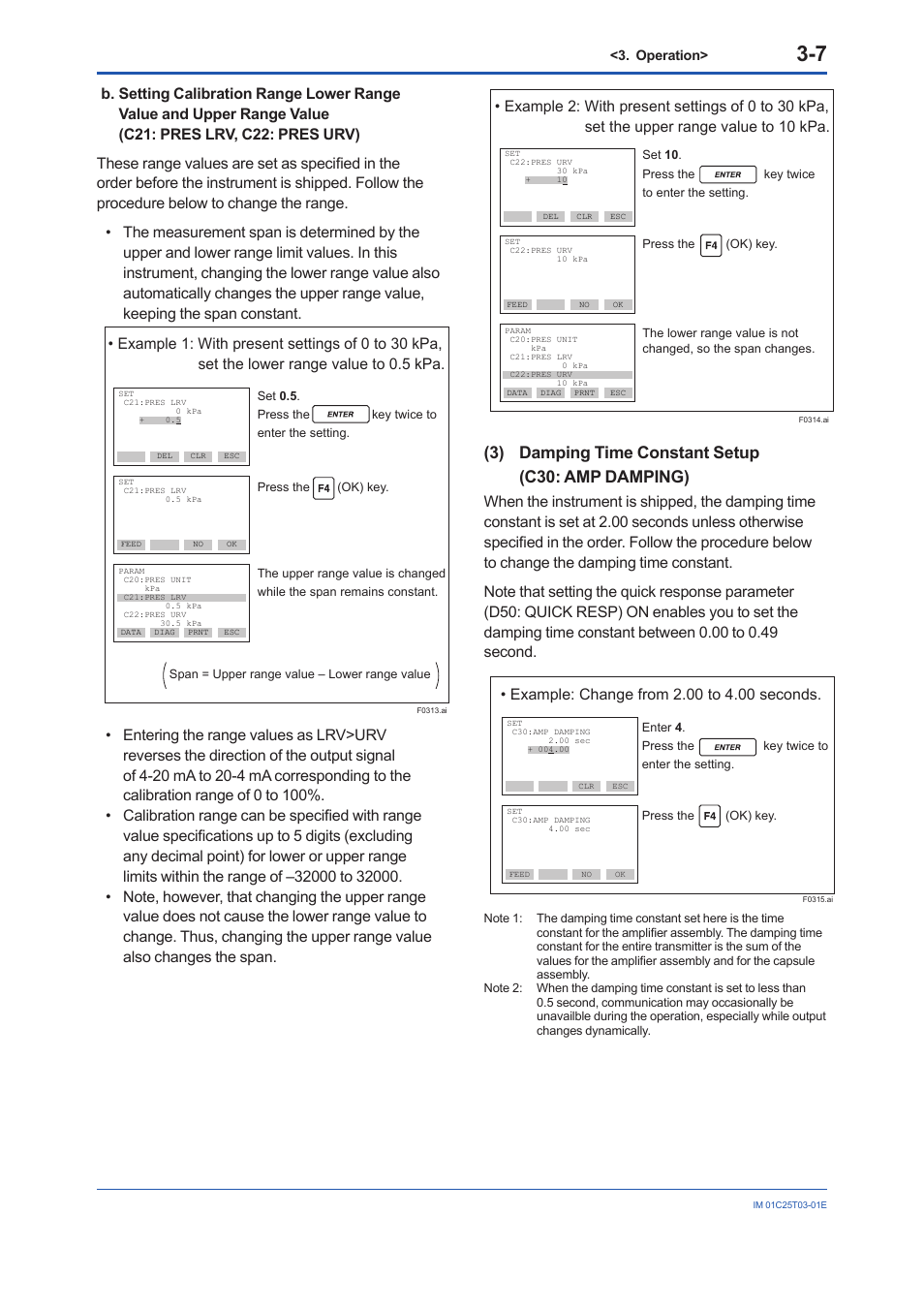 3) damping time constant setup, 3) damping time constant setup -7, 3) damping time constant setup (c30: amp damping) | Yokogawa EJX115A User Manual | Page 15 / 41